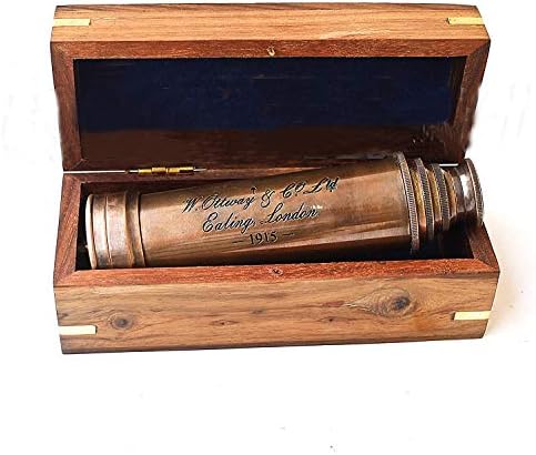 Vintage Copper Finish Telescope with Wooden Box