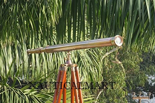 Nautical Antique Brass Harbor Master Floor Standing Telescope 60 Inch