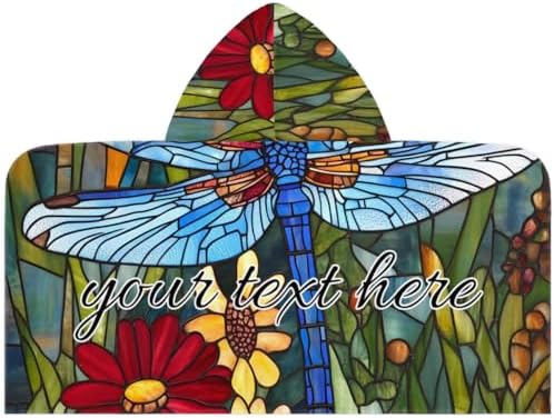 Personalized Kids Hooded Beach Towel with Dragonfly Print