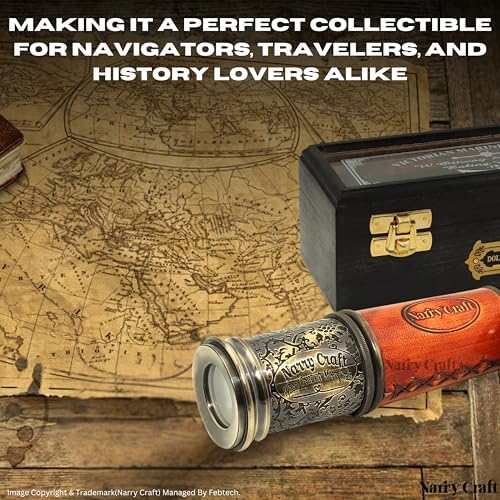 Vintage Brass Telescope with Black Wooden Box