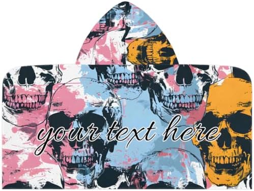 Custom Skull Pattern Kids Beach Towel with Hood