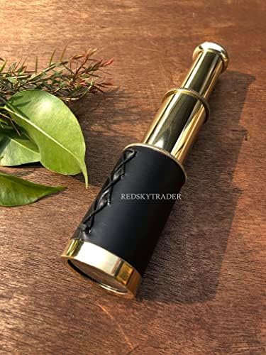 6 Inch Handheld Brass Telescope with Wooden Case