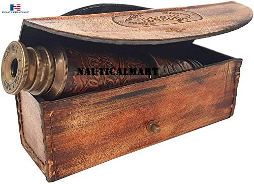 NauticalMart Pirate Brass Spyglass Telescope with Leather Case