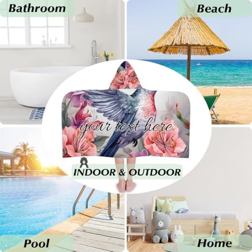 Personalized Kids Hooded Beach Towel with Flower Design