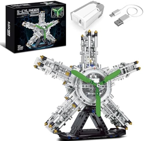 5-Cylinder Radial Engine Building Kit for Kids and Adults