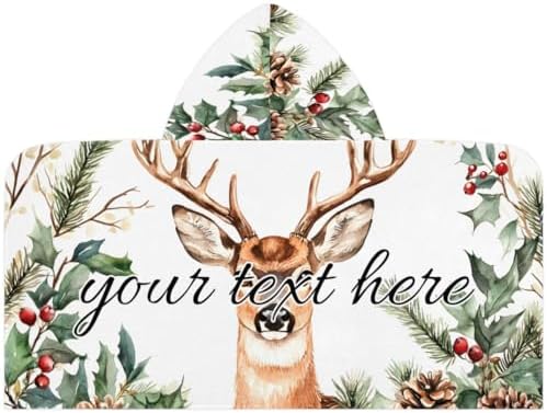 Christmas Deer Personalized Kids Beach Towel