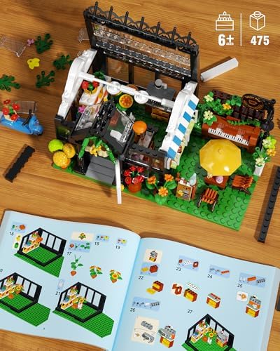 Flower House Coffee Shop Building Set with Lights and Piano