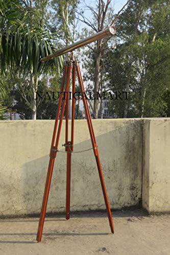 Nautical Antique Brass Harbor Master Floor Standing Telescope 60 Inch