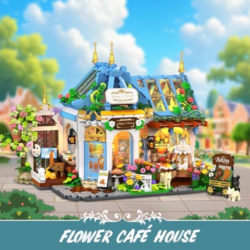 Flower Caf House Building Set with LED Light