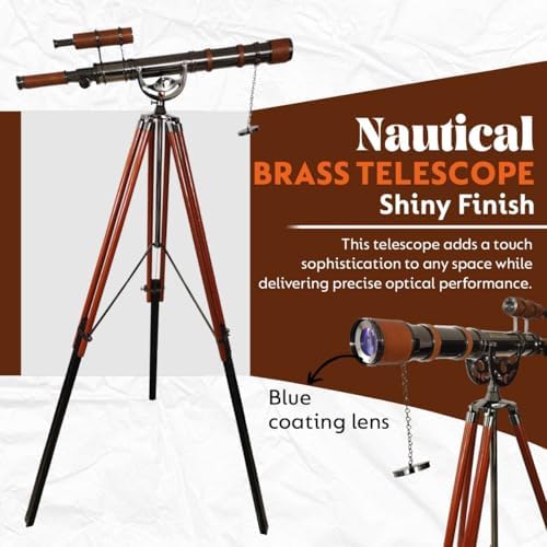 Antique Brass Telescope with Shiny Black Chrome Finish