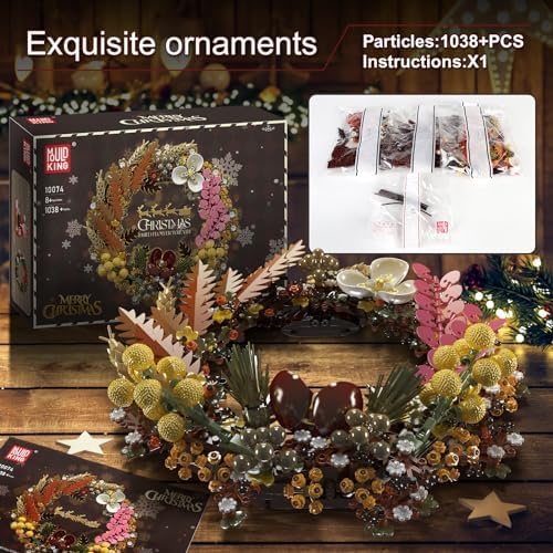 Mould King Christmas Dried Flower Wreath Building Blocks Set
