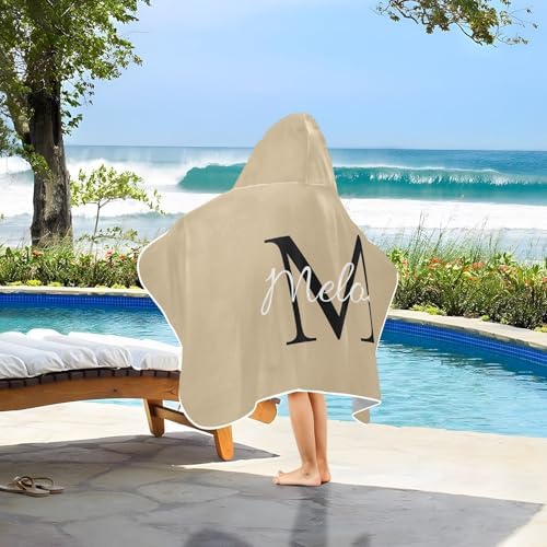 Custom Beige Hooded Kids Beach Towel for Boys Girls