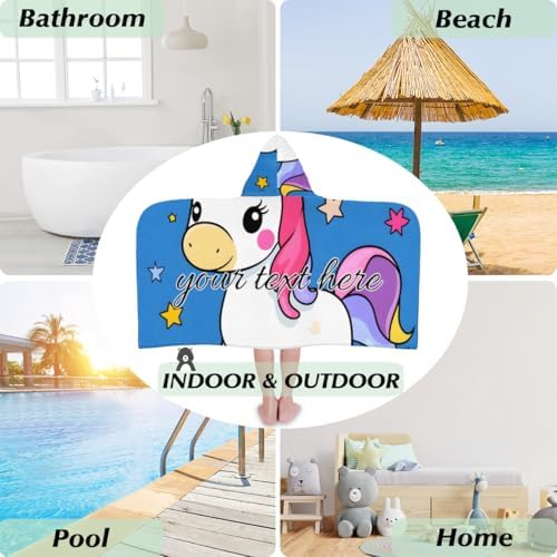Personalized Unicorn Kids Beach Towel with Hood