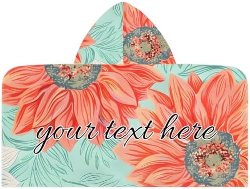 Red Sunflower Personalized Kids Beach Towel for Boys Girls