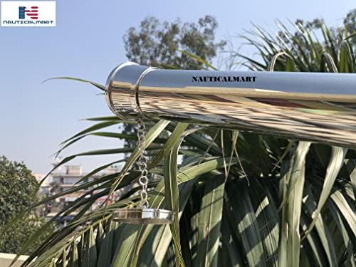 Elite White Leather Floor Standing Telescope with Brass Base