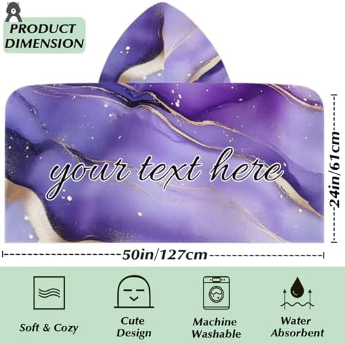 Purple Personalized Kids Beach Towel with Hood