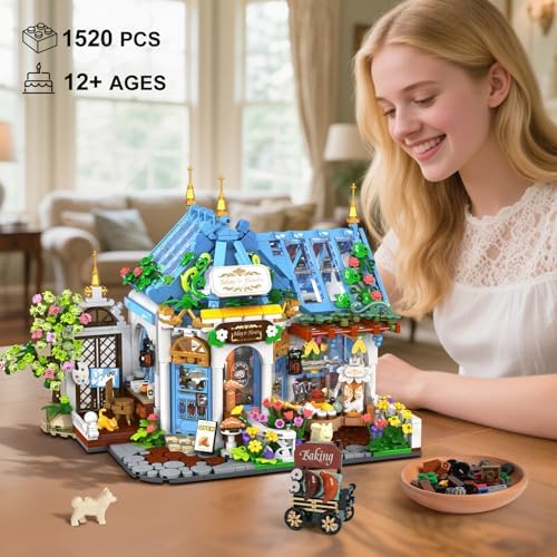 Flower Caf House Building Set with LED Light