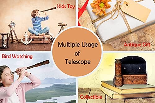 RII Antique Spyglass Pirate Telescope with Leather Case