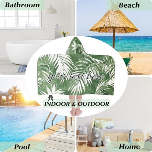 Tropical Palm Leaves Personalized Kids Beach Towel with Hood