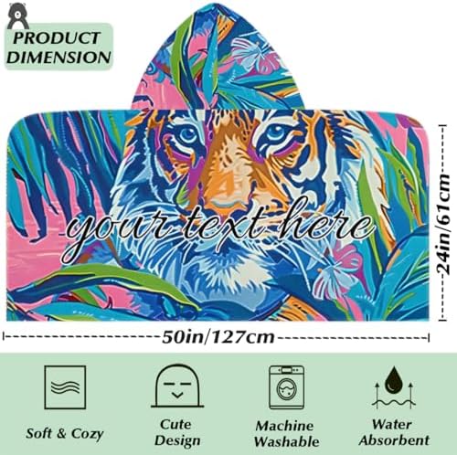 Personalized Kids Hooded Beach Towel with Leaf Design