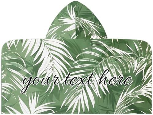 Tropical Palm Leaves Personalized Kids Beach Towel with Hood
