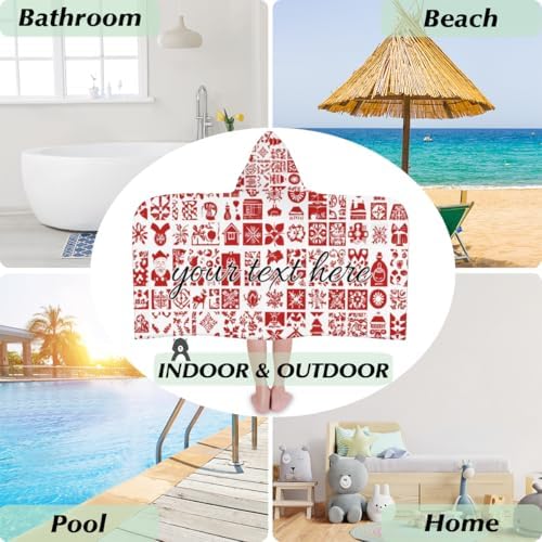 Merry Christmas Personalized Kids Beach Towel with Hood