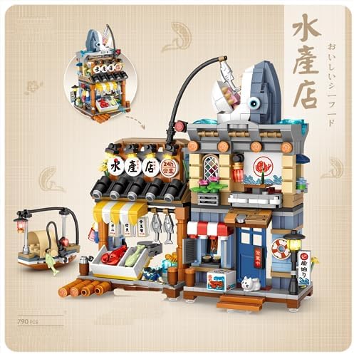 AXSDXA Japanese Seafood Shop 790PCS Mini Building Blocks Set