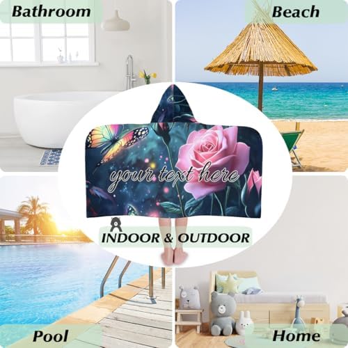 Butterfly Personalized Kids Beach Towel with Hood