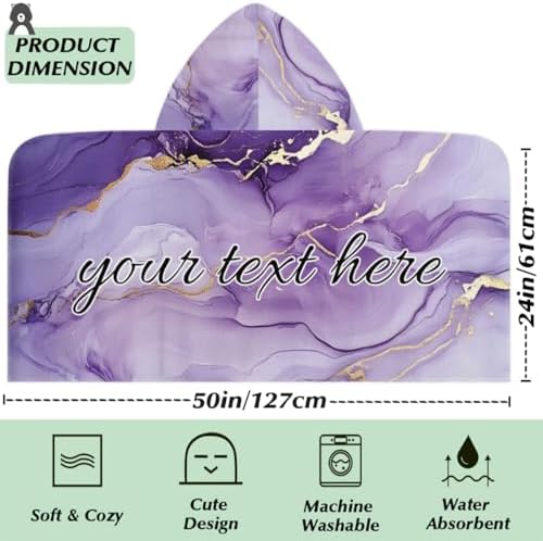 Purple Personalized Kids Beach Towel with Hood 1