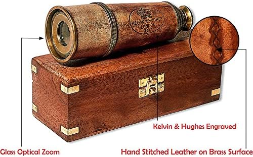 RII Antique Brass Spyglass with Leather Case