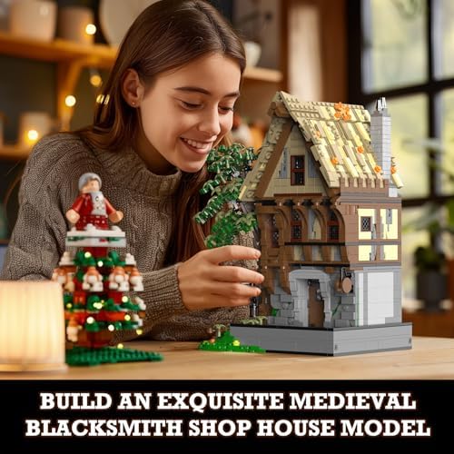 JMBricklayer Medieval Blacksmith Shop Building Set for Adults 1
