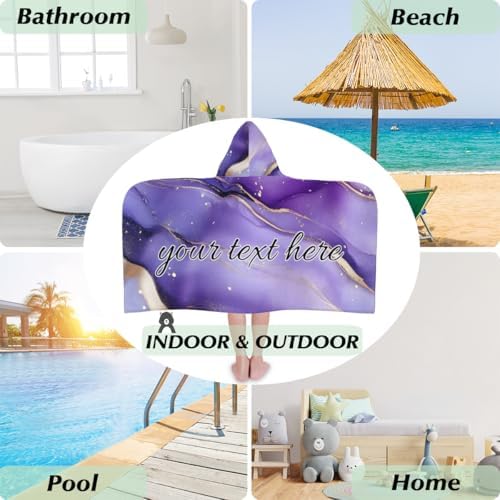 Purple Personalized Kids Beach Towel with Hood