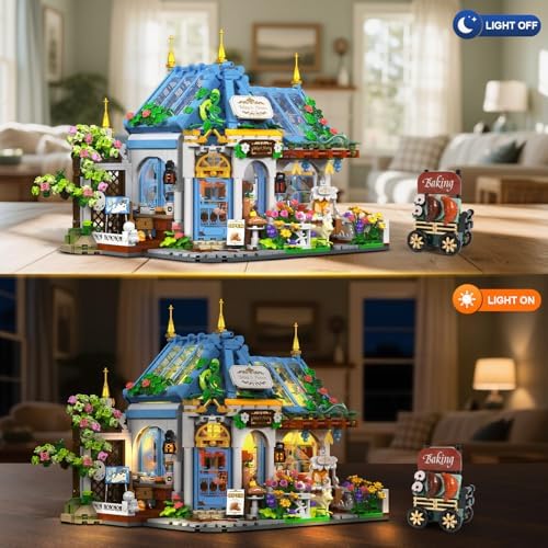 Flower Caf House Building Set with LED Light