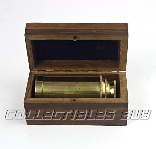 Vintage Mini Brass Telescope with Wooden Box