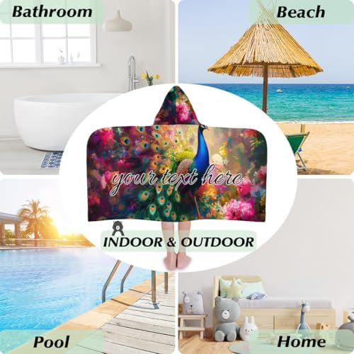 Personalized Kids Beach Towel with Hood for Boys Girls 1
