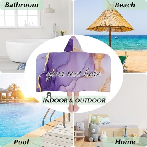 Purple Marble Personalized Kids Beach Towel with Hood 1