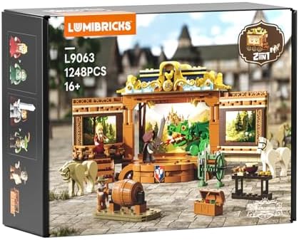 Medieval Troupe Carriage Building Set with LED Lights and Minifigures 1248 Pcs