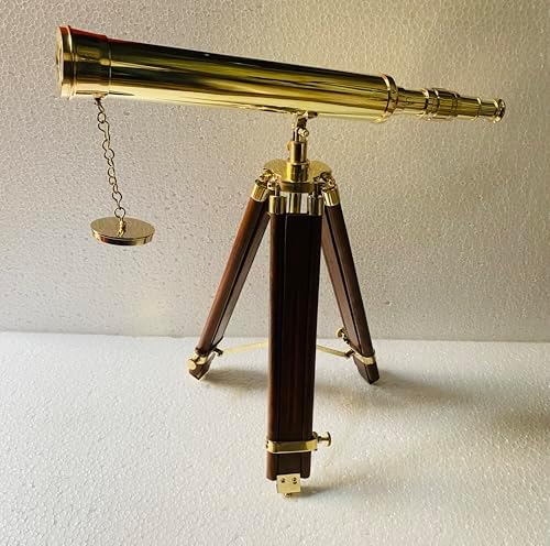 Brass Telescope with Wooden Tripod Stand Gift