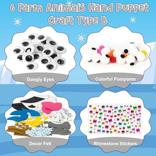 WATINC 6Pcs Hand Puppet Making Kit for Kids