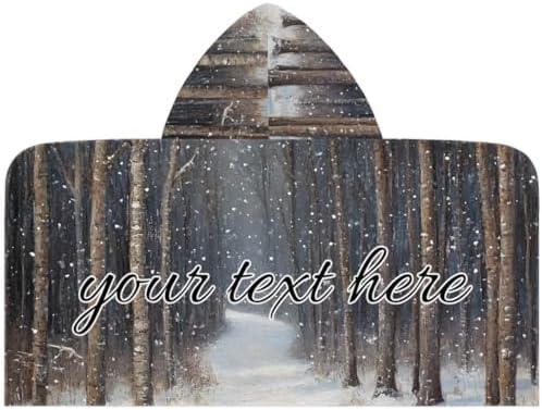 Personalized Kids Hooded Beach Towel with Snow Forest Design