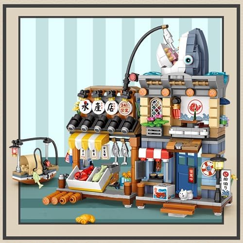 AXSDXA Japanese Seafood Shop 790PCS Mini Building Blocks Set