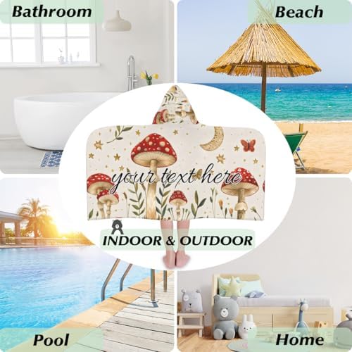 Modern Mushroom Personalized Kids Beach Towel for Boys Girls