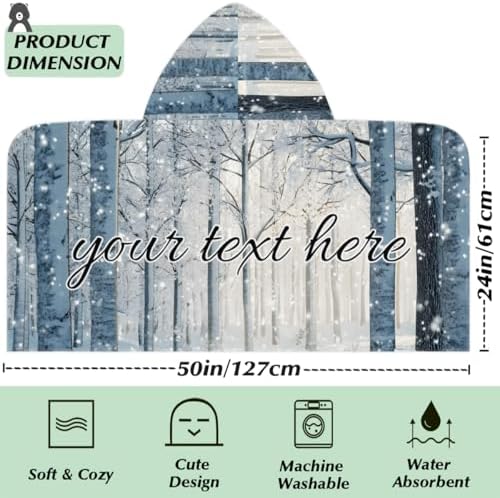 Winter Forest Personalized Kids Beach Towel with Hood