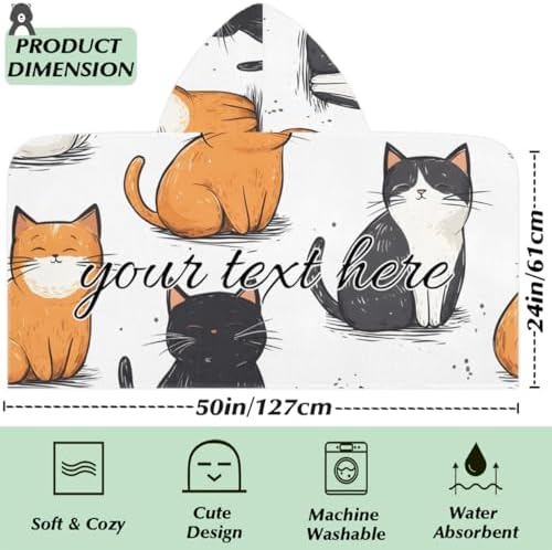 Personalized Kids Hooded Beach Towel for Boys Girls