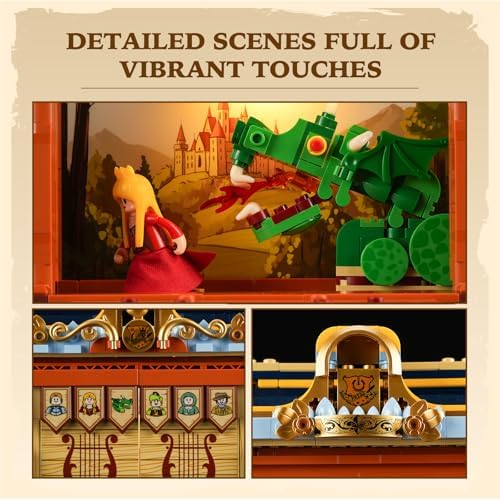 Medieval Troupe Carriage Building Set with LED Lights and Minifigures 1248 Pcs