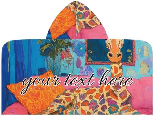 Boho Giraffe Personalized Kids Beach Towel