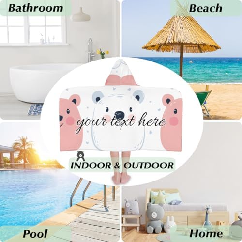 Personalized Cartoon Bear Kids Beach Towel for Boys Girls
