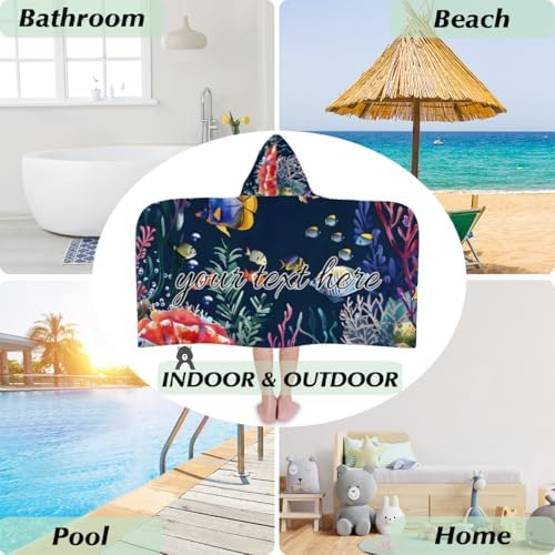 Personalized Kids Hooded Beach Towel with Custom Name