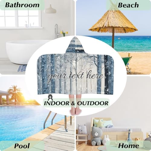 Winter Forest Personalized Kids Beach Towel with Hood