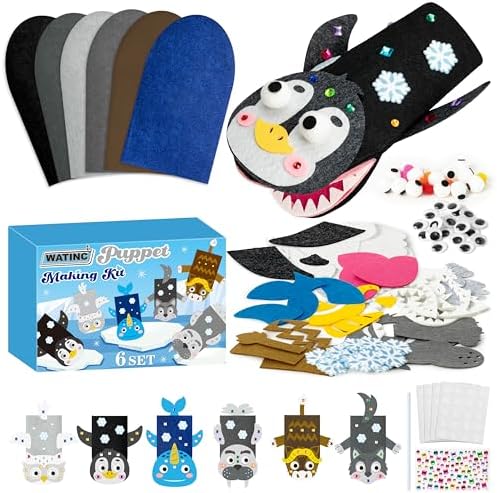 WATINC 6Pcs Hand Puppet Making Kit for Kids